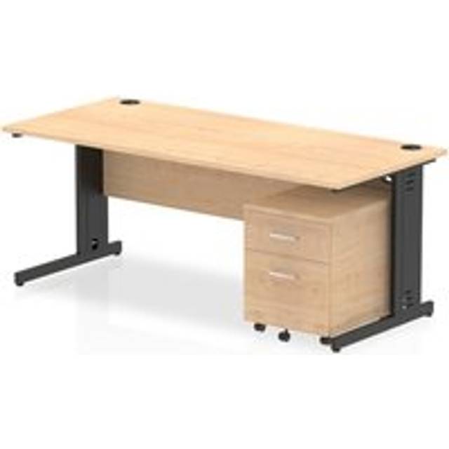 Impulse 1800x800 Desk Maple/Black Cable Managed 2 Drawer Mobile Ped