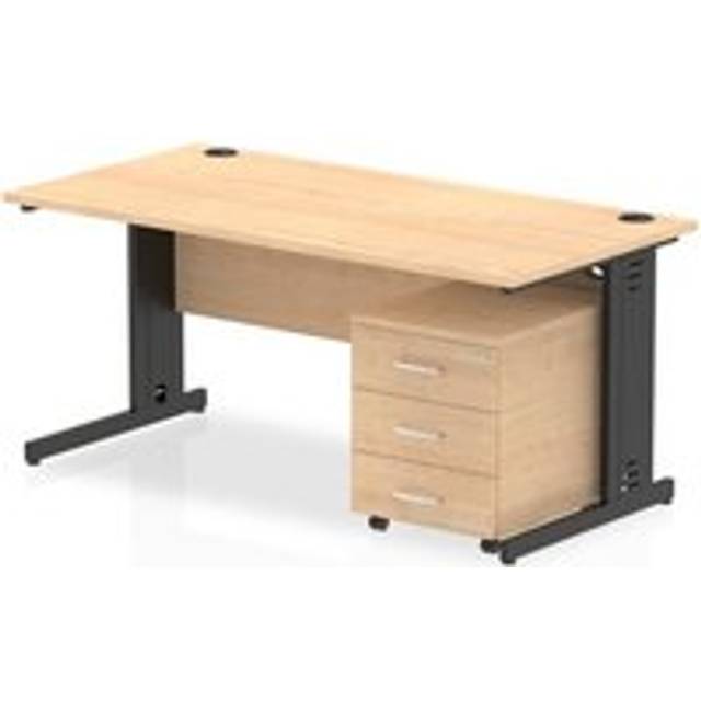 Impulse 1600x800 Desk Maple/Black Cable Managed 3 Drawer Mobile Ped