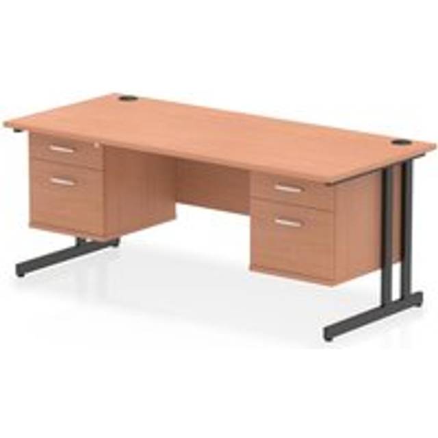 Impulse 1800x800 Desk Beech/Black Cantilever Leg 2x2 Drawer Fixed Ped