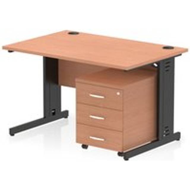 Impulse 1200x800 Desk Beech/Black Cable Managed Leg 3 Dr Mobile Ped