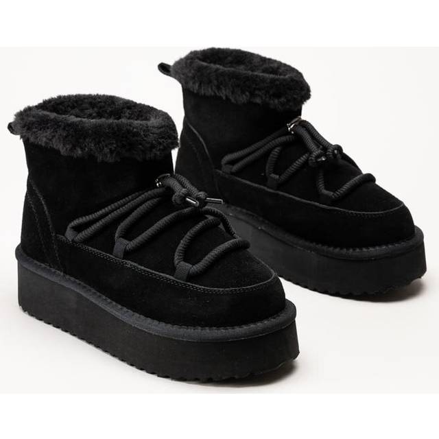 Duffy - Svarta fodrade platåboots i mocka storlek 37 - Black (37)
