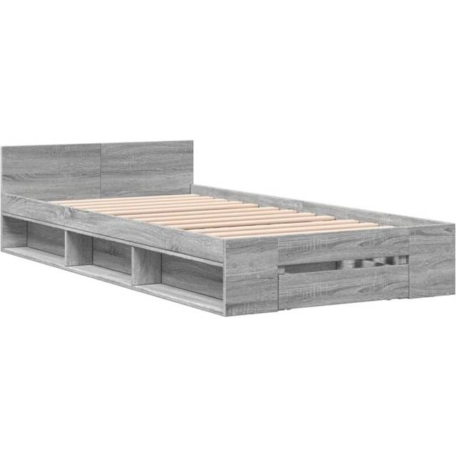 vidaXL Bed Frame with Drawer without Mattress Grey Sonoma 90x200 cm