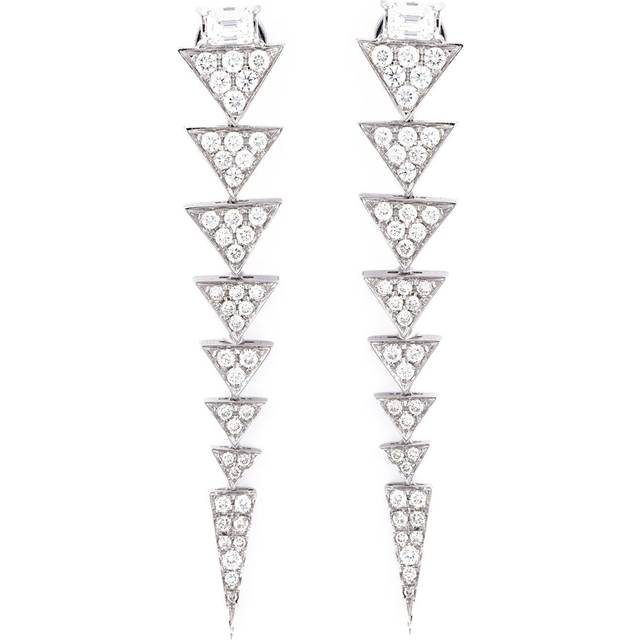 Nikos Koulis - long triangle drop diamond earrings - women - Gold - One Size - Metallic