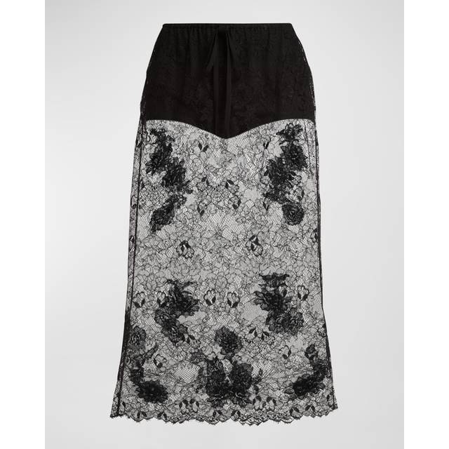 Valentino Floral lace midi skirt - black (UK 4)