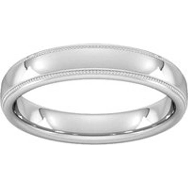 4mm Slight Court Extra Heavy Milgrain Edge Wedding Ring In 9 Carat White Gold - Ring Size Q