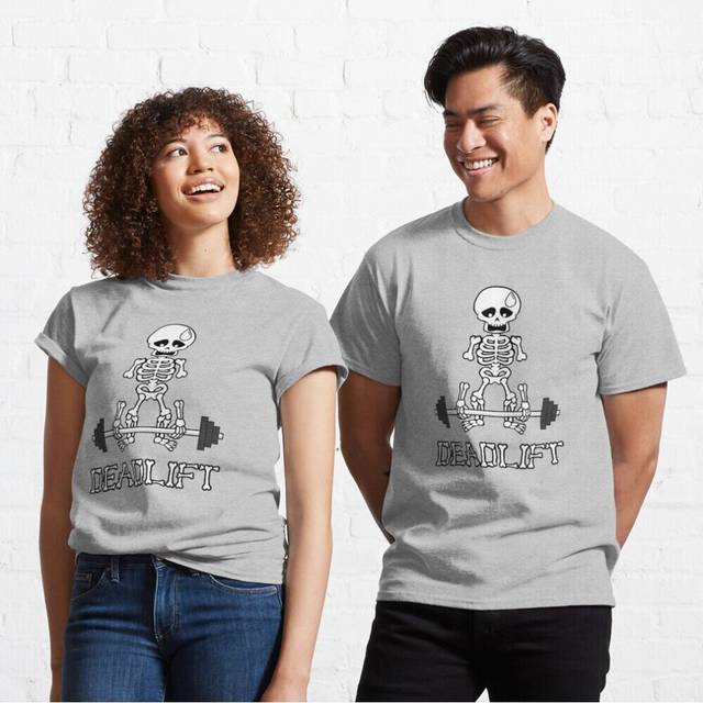 Mens Womens T-shirt Deadlift Gym Skeleton Youth Toddler Short Sleeve Tee Tops Boys