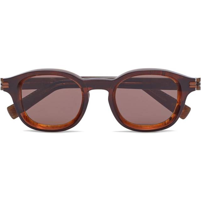 Zegna - marbled-pattern round-frame sunglasses - men - Acetate - One Size - Brown