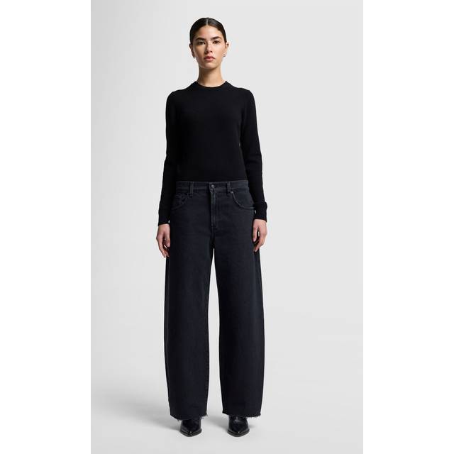 7 For All Mankind - Bonnie Curvilinear Thunder With Raw Cut - Wide Leg Jeans - black