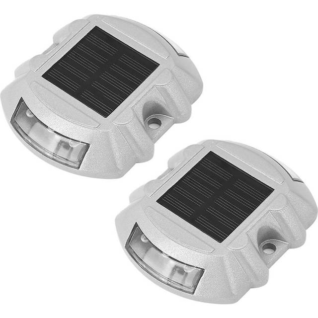 2pcs 6 Led Solar Road Stud Lights Ground Garden Lawn Deck Pathway Outdoor Waterproof Lamps