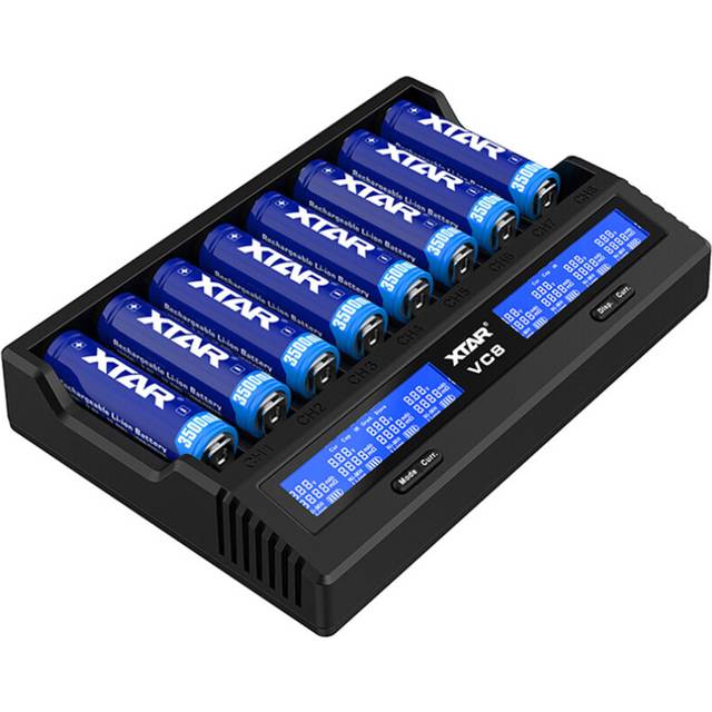 Xtar VC8 8 Channel 21700 LED Smart Charger with LCD Screen For Li ion NiMH Batteries