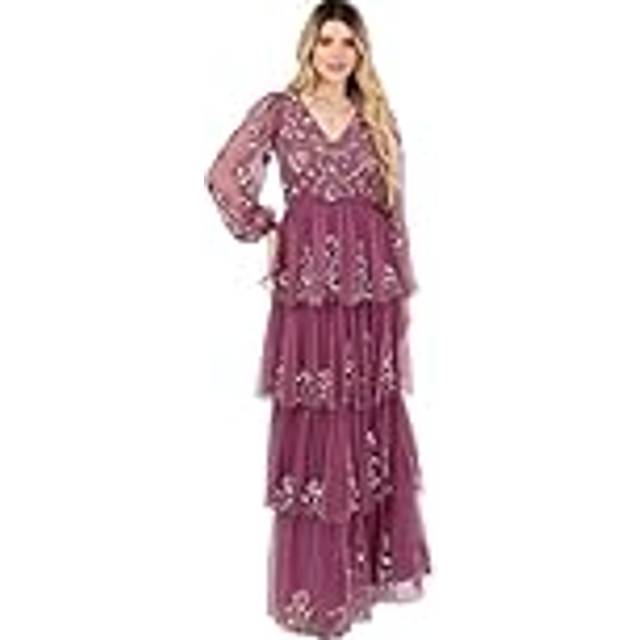 Maya Deluxe Embellished Tiered Maxi Dress, Rose