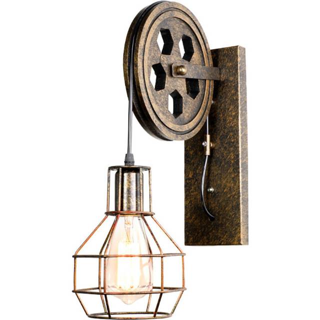 2PCS Pulley Wall Light Creative Wall Lamp Retro Industrial Vintage Wall Lamp Antique Wall Sconce E27 Bulb Bronze