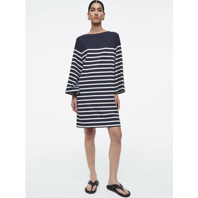 Boat-Neck Mini T-Shirt Dress - Navy