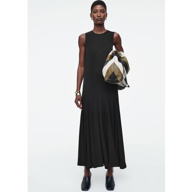 Asymmetric Twist-Panel Midi Dress - Black - 44
