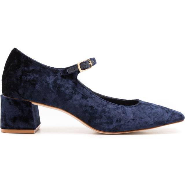 Sarah Chofakian - velvet square-toe pumps - women - Calf Leather - 38 - Blue