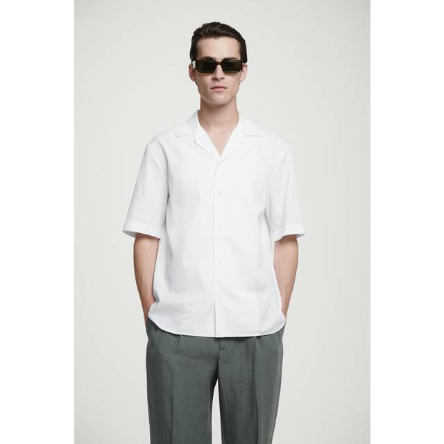 Relaxed Silk-Blend Short-Sleeve Shirt in Beige - XS