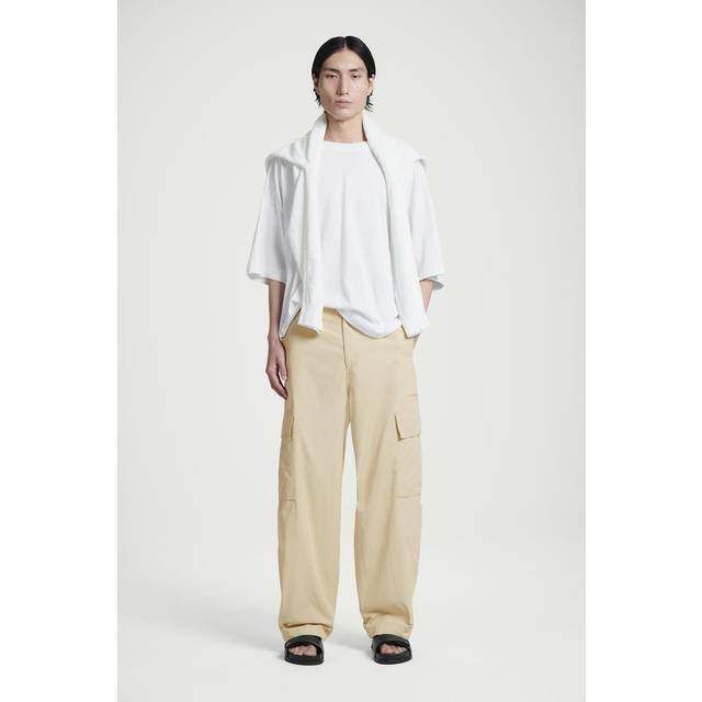 Cotton Straight-Leg Cargo Trousers in Beige - 50