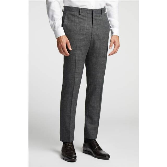 Ted Baker Slim Fit Charcoal Grey Blue Prince of Wales Check Men's Trousers - 40R