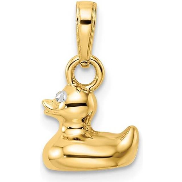 Finest Gold 14K & White Rhodium 3D Duck Pendant