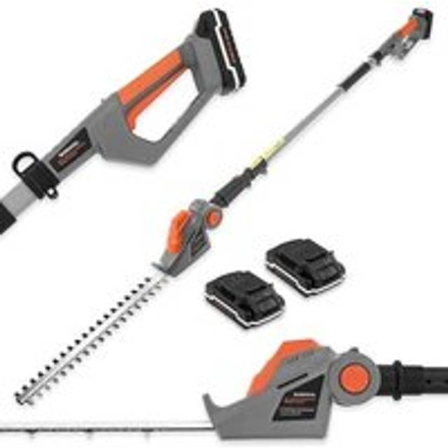 Terratek Cordless Hedge Trimmer Long Reach Bush & Shrub Cutter with 2 x 20V Li-Ion Batteries