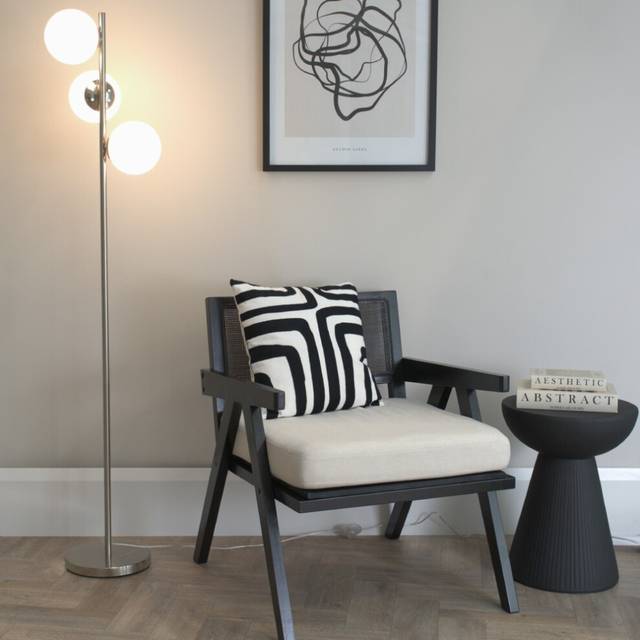 Jas 3 Way Floor Lamp with LED Bulbs - Black