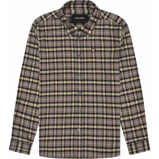 Men's Lyle & Scott Check Flannel Argyle Teal Green Long Sleeve Shirt - Size: 38/Regular
