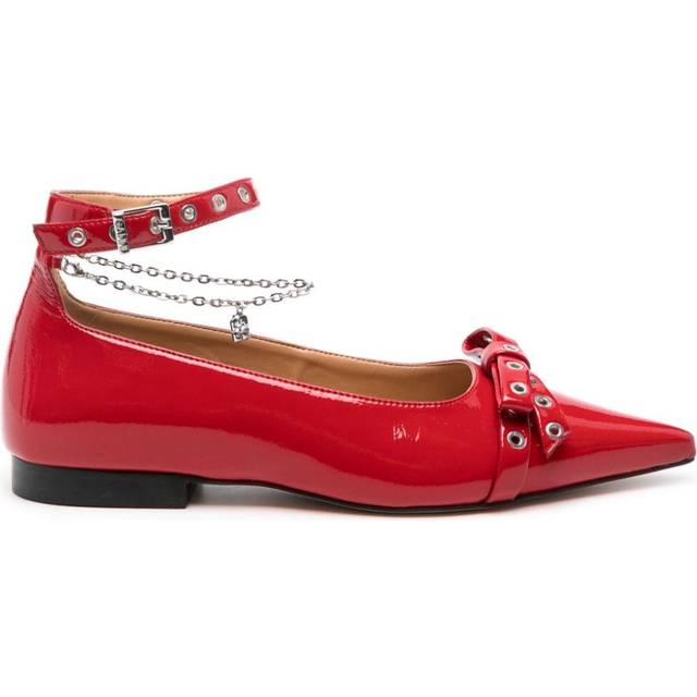 GANNI - bow-detail ballet flats - women - Other fibres - 41 - Red