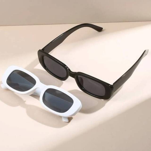 (C1) 2PCS Women Sports Glasses Vintage Mirrored Cat Eye Sunglasses Retro Small