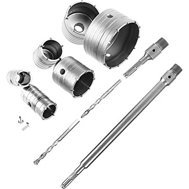 Long Masonry Diamond Hole Cutter, 10Pcs 35-110m TCT Core Drill Bit Set Hole Cutter Core Drills with 4-pits Round Arbors and Square Extension Shank for
