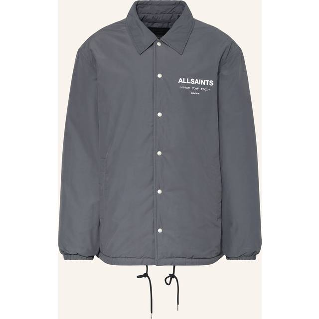 Allsaints Mens Jackson Blue Underground Brand-print Organic Cotton-blend Coach Jacket Xs - JACKSON BLUE