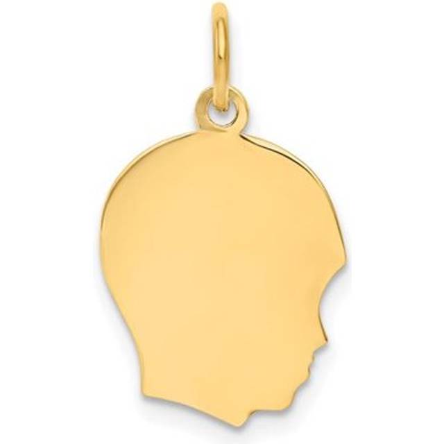 XM108-11 14K Yellow Gold Plain Medium 0.011 Gauge Facing Right Engravable Boy Head Charm