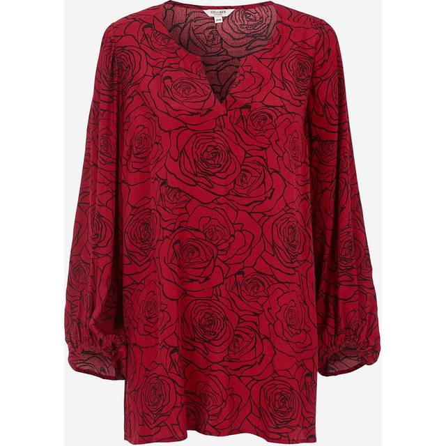 Blommönstrad blus i viskos
