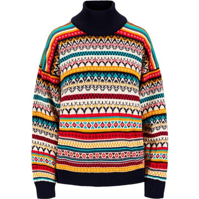 Utsira Sweater W Marine Offwhite Raspberry (M) - Blå (M)