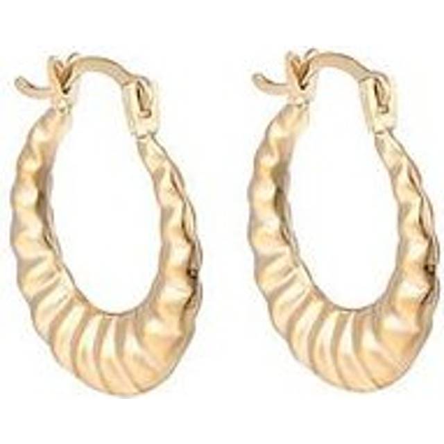 The Love Collection 9ct Gold Ribbed Creole Hoop Earrings, One Colour, Women