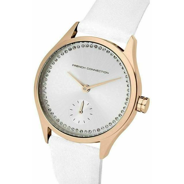 French connection louisa fc1272wrg women's watch with white leather strap