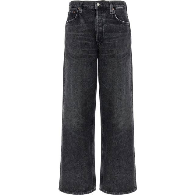AGOLDE Gray Low Slung Baggy 30.5 Jeans - ditch (marble black) - WAIST US 30