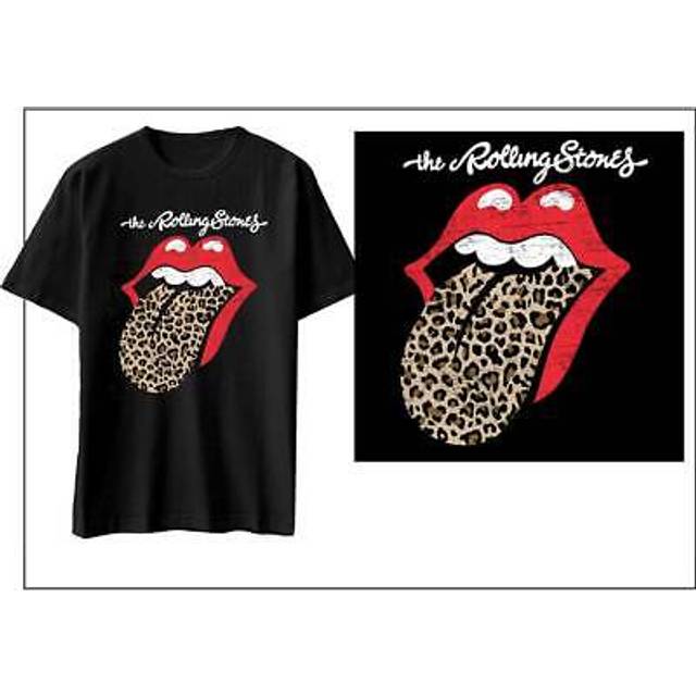 (XL, Black) The Rolling Stones Leopard Print Tongue T Shirt