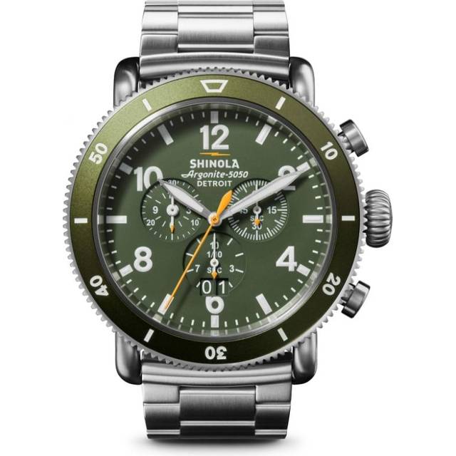 Shinola - Runwell Sport Chrono 48mm - men - Leather/Brass/Titanium - One Size - Silver