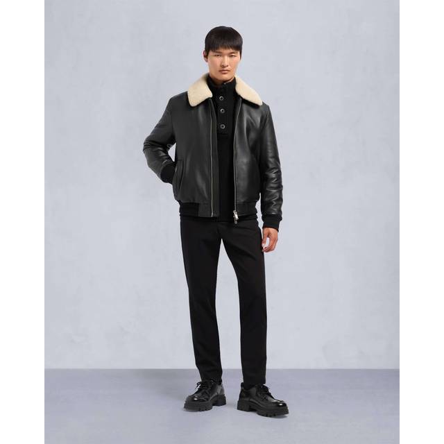 Moose Knuckles Toba Leather Bomber Jacket - M - Black