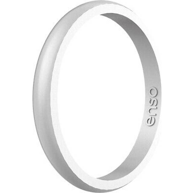 Enso Rings Halo Elements Silicone Ring - Stackable Wedding Engagement Band - Thin Minimalist Band - 2.54mm Wide, 1.5mm Thick - (Silver-Infused, 12)