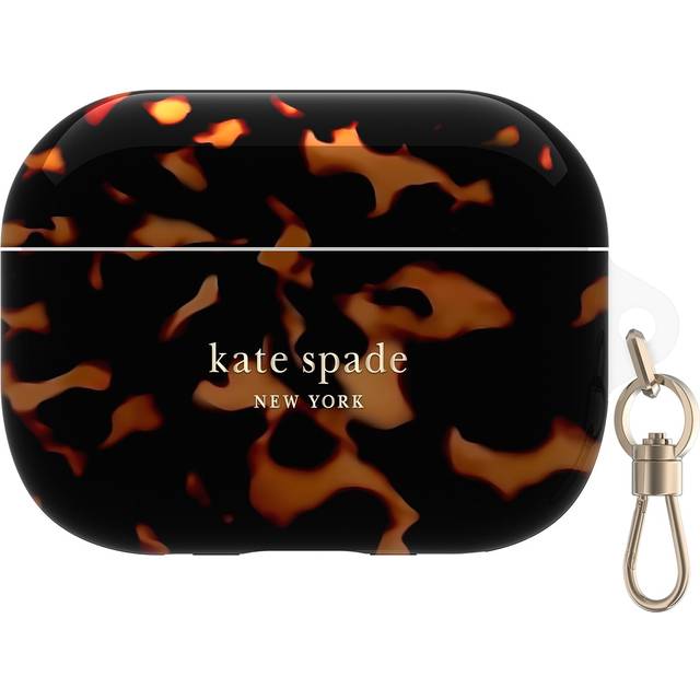 Kate Spade New York AirPods Pro skyddsfodral med nyckelring ring – sköldpaddsskal, kompatibel med AirPods Pro 2:a/1:a generationen