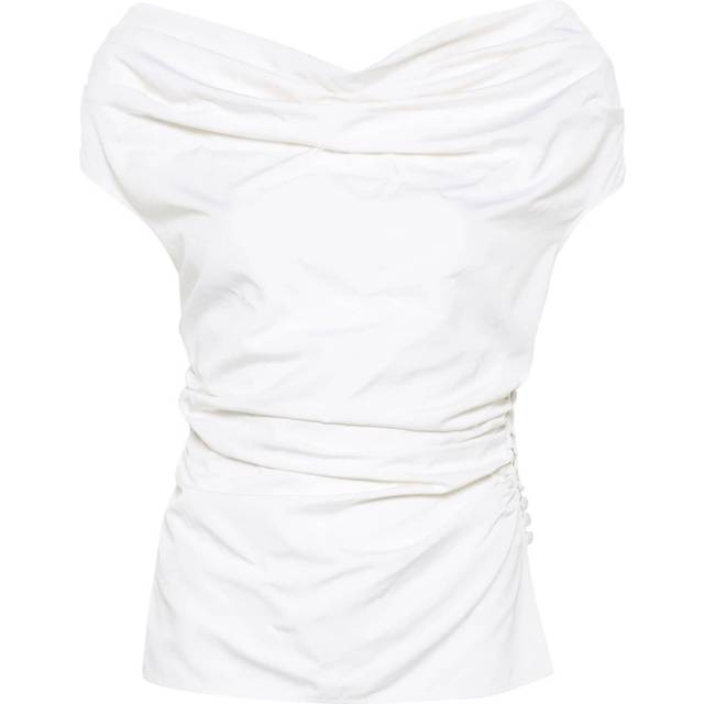 Magda Butrym - off shoulder draped blouse - women - Silk - 36 - White