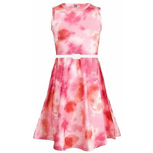 Kids girls skater sleeveless dress pink tie dye print skater dresses 5-13 years