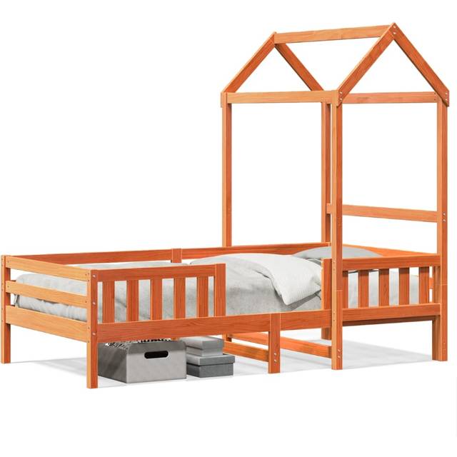 vidaXL Bed Frame with Roof without Mattress Wax Brown 80x200 cm