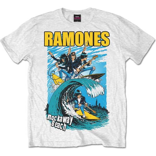 (X-Large) Ramones 'Rockaway Beach' (White) T-Shirt