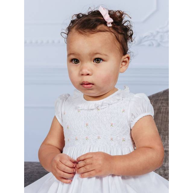Trotters Willow Kids Rose Hand-Smocked Dress, White