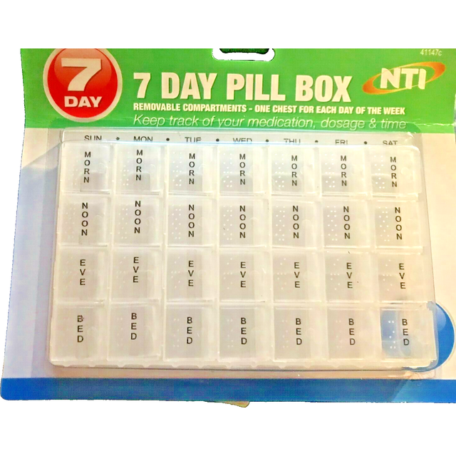 Weekly Pill Box 7 Day 28 Compartment Tablet Organiser Medicine Storage Dispenser
