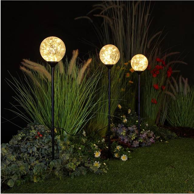 NOMA Crackle Ball Stake Lights, Set of 3, Warm White