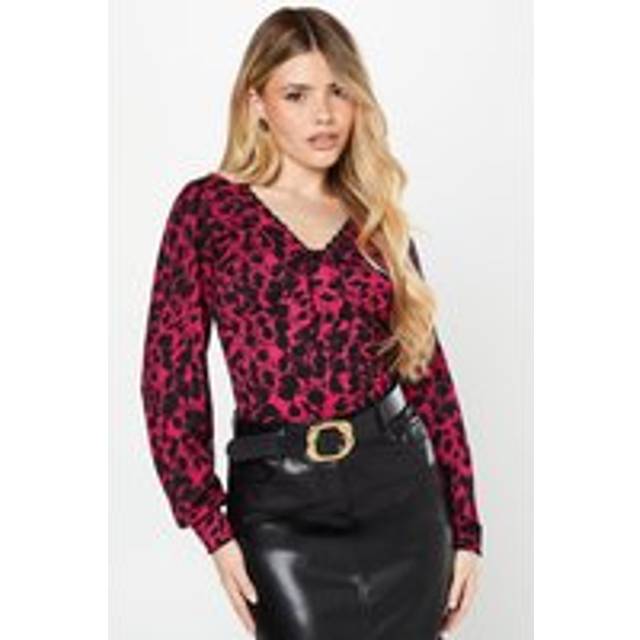 Womens Pink Animal Lace Trim Empire Top - XL