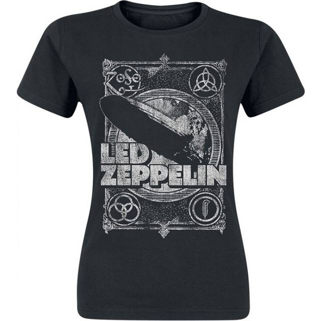 T-shirt l ladies black vintage print lz1